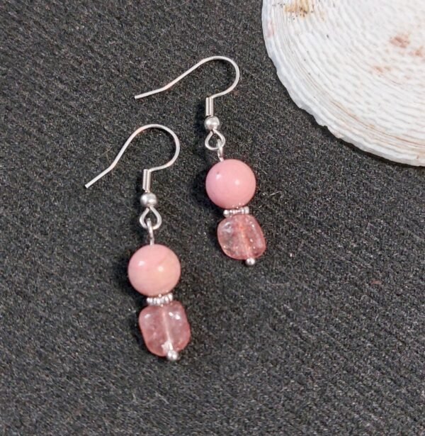Boucles en rhodonite et quartz fraise – Image 3