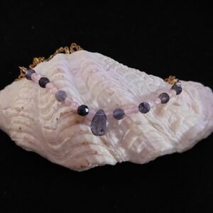 Collier iolite et pierre de lune