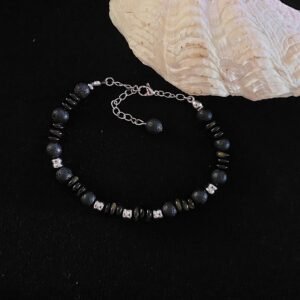 Bracelet homme obsidienne dorée