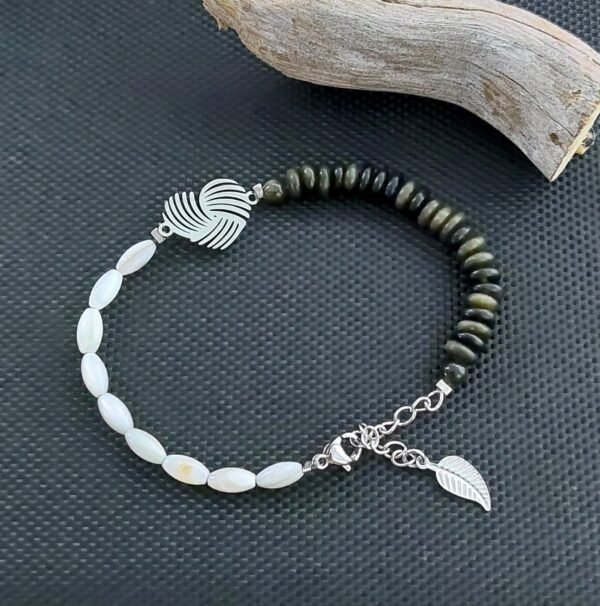 Bracelet perles et obsidienne dorée – Image 5