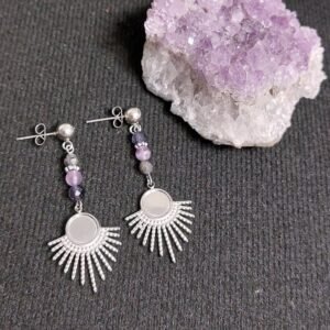 Boucles en cordiérite et améthyste
