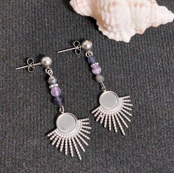 Boucles en cordiérite et améthyste – Image 3