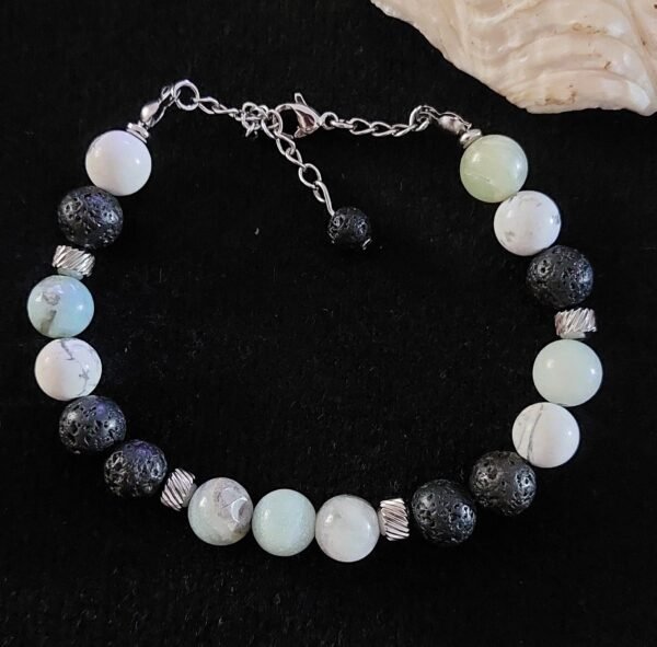 Bracelet homme en amazonite et howlite – Image 2