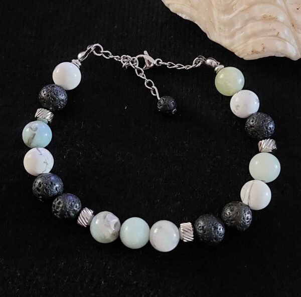 Bracelet homme en amazonite et howlite – Image 3
