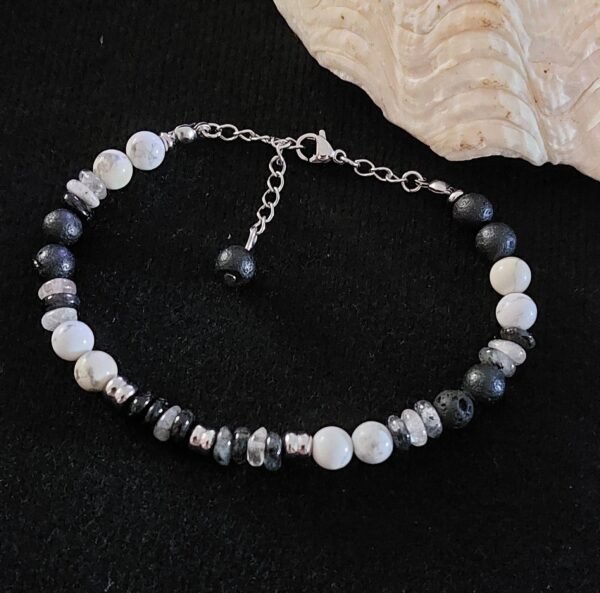 Bracelet homme quartz tourmaline et howlite – Image 3