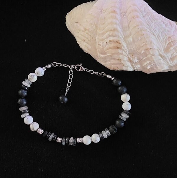 Bracelet homme quartz tourmaline et howlite – Image 2