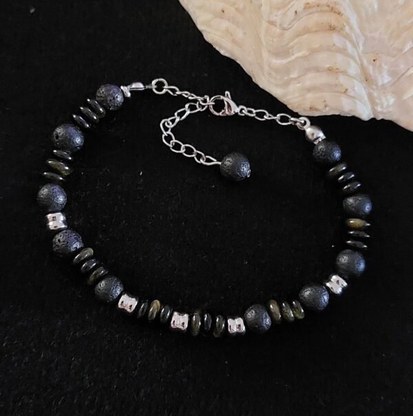Bracelet homme obsidienne dorée – Image 3
