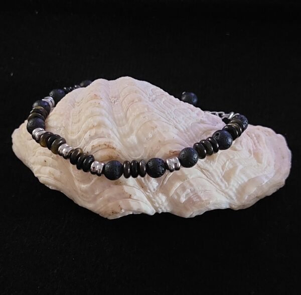 Bracelet homme obsidienne dorée