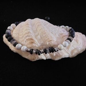 Bracelet homme quartz tourmaline et howlite