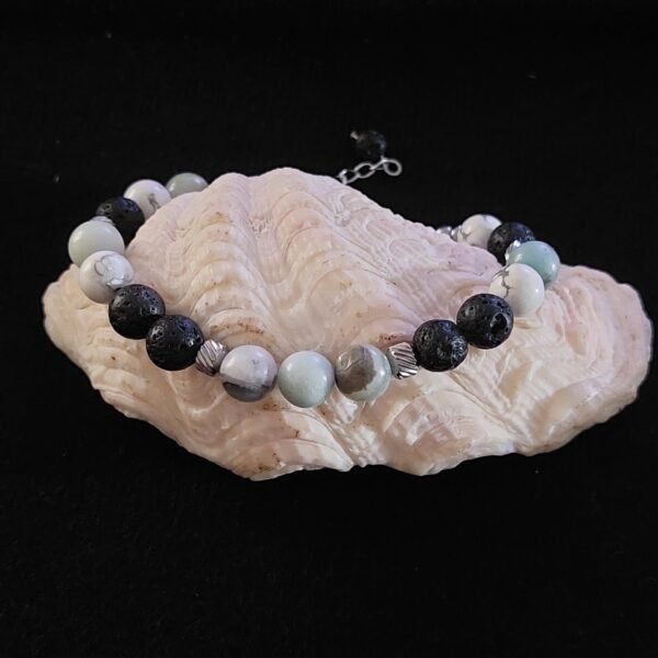 Bracelet homme en amazonite et howlite