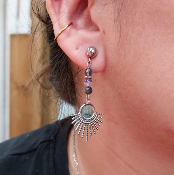 Boucles en cordiérite et améthyste – Image 2