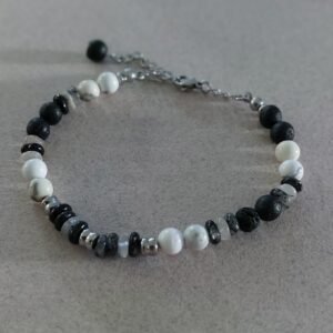Bracelet homme quartz tourmaline et howlite