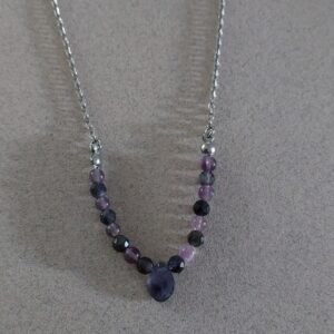 Collier cordiérite et améthyste