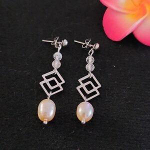 Boucles quartz rutile et perles