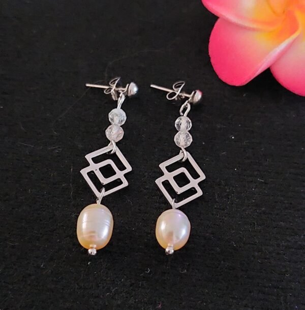 Boucles quartz rutile et perles
