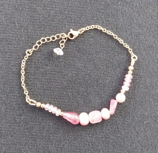 Bracelet quartz fraise et perles – Image 4