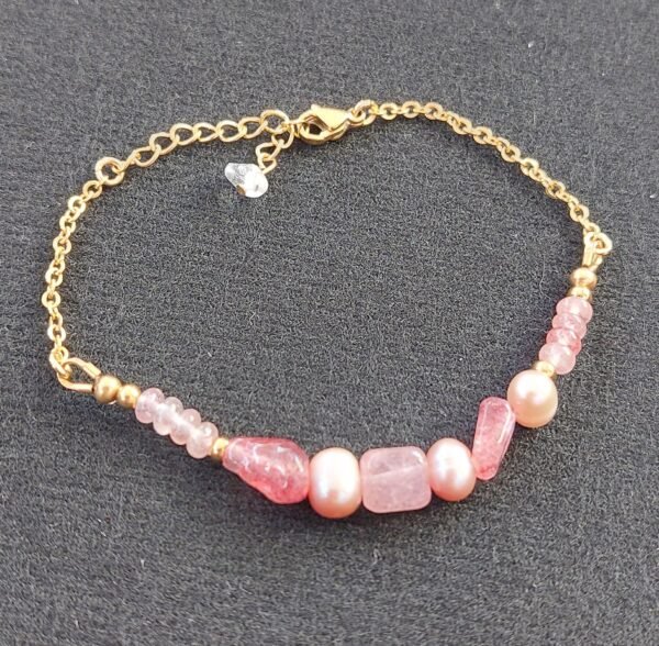 Bracelet quartz fraise et perles – Image 5