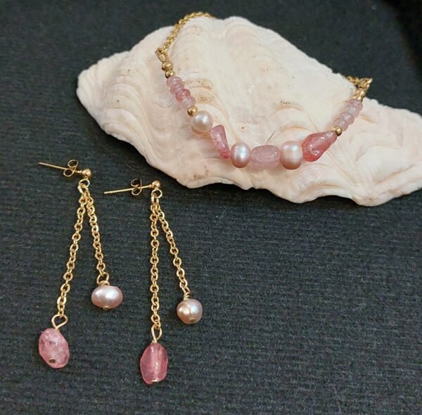 Bracelet quartz fraise et perles – Image 6