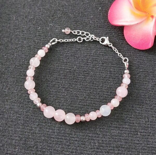 Bracelet en quartz rose et fraise - Amour de soi et douceur – Image 2