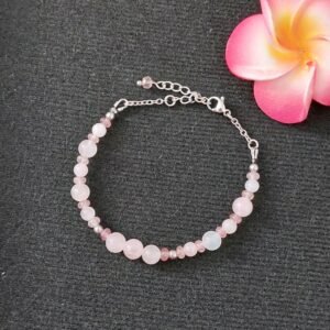 Bracelet en quartz rose et fraise - Amour de soi et douceur