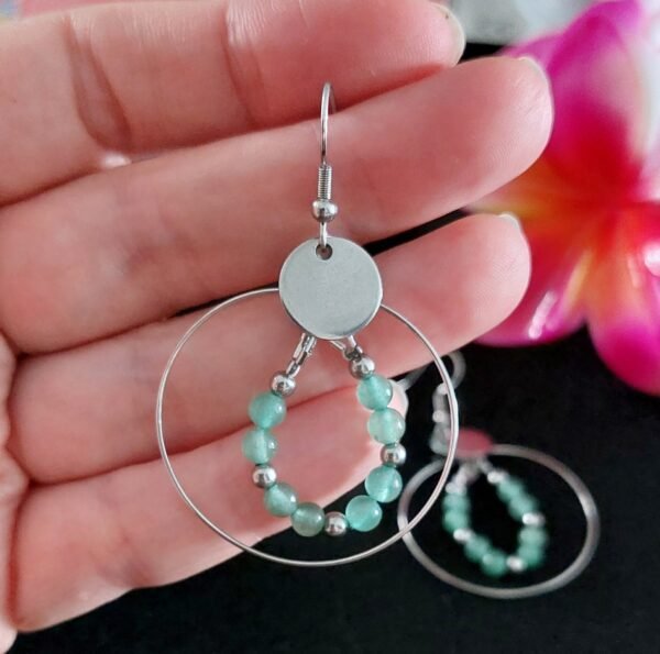 Boucles créoles en aventurine verte - Confiance et douceur – Image 4