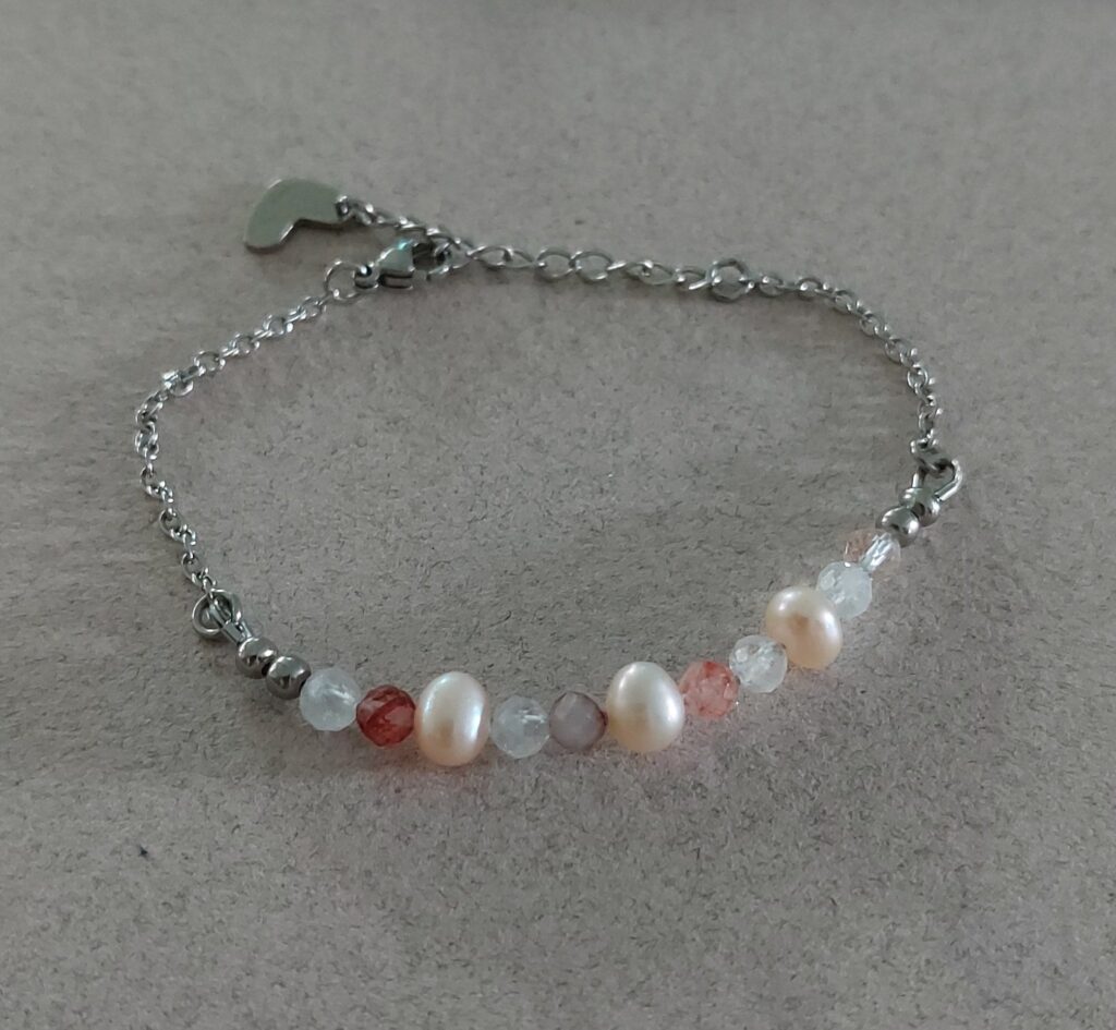 Bracelet quart rutile et perles