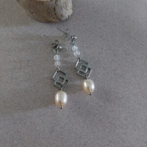 Boucles quartz rutile et perles