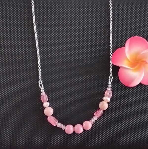 Collier rhodonite et quartz fraise – Image 3