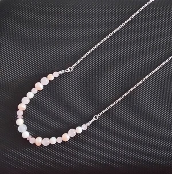 Collier en quartz rose et perles – Image 2