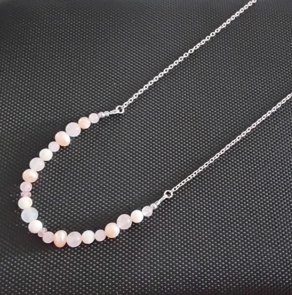 Collier en quartz rose et perles – Image 4