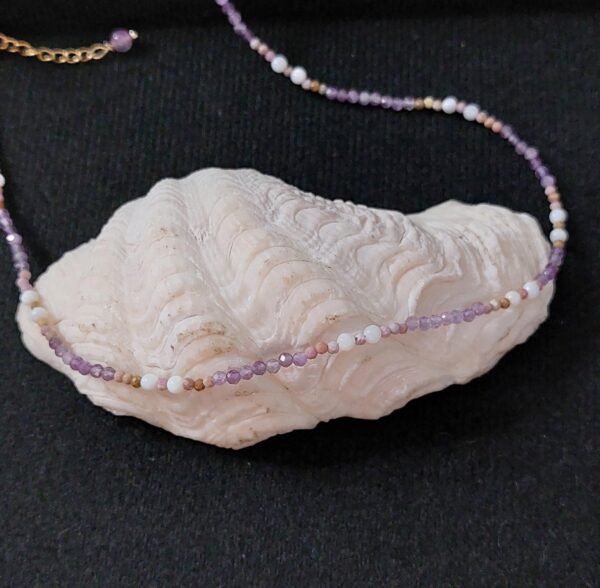 Collier améthyste mica et perles – Image 3