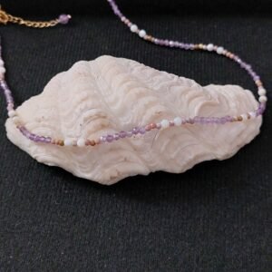 Collier améthyste mica et perles