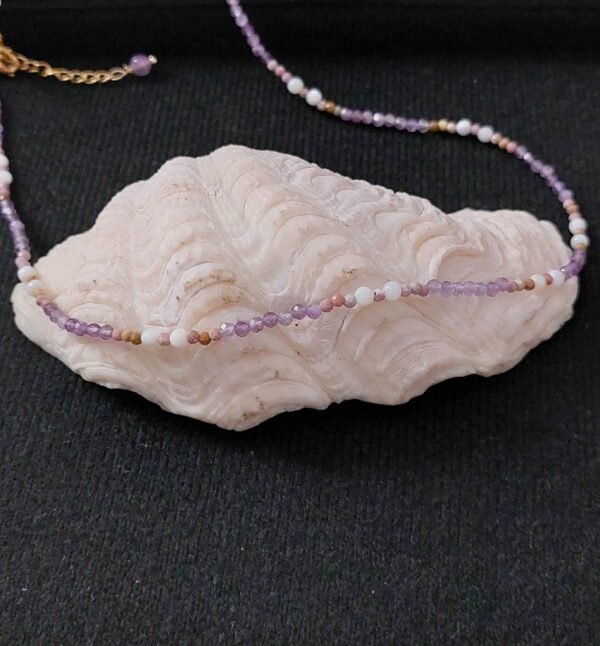 Collier améthyste mica et perles