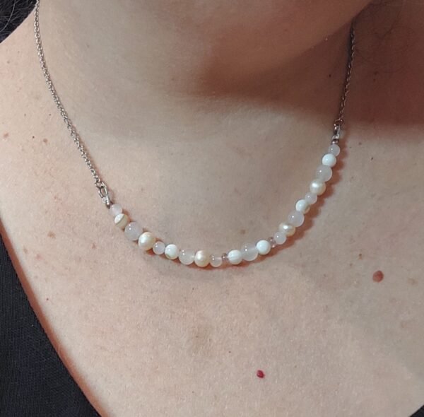 Collier en quartz rose et perles