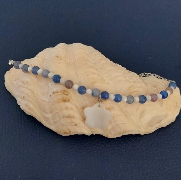 Chaîne de cheville en aventurine bleue et perles – Image 3