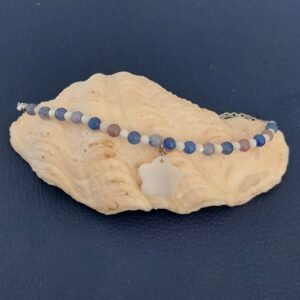 Chaîne de cheville en aventurine bleue et perles