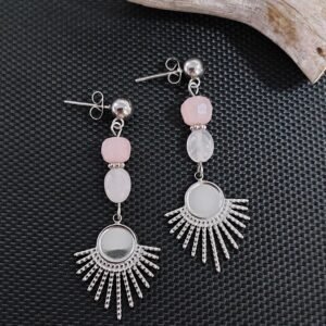 Boucles béryl et quartz rose
