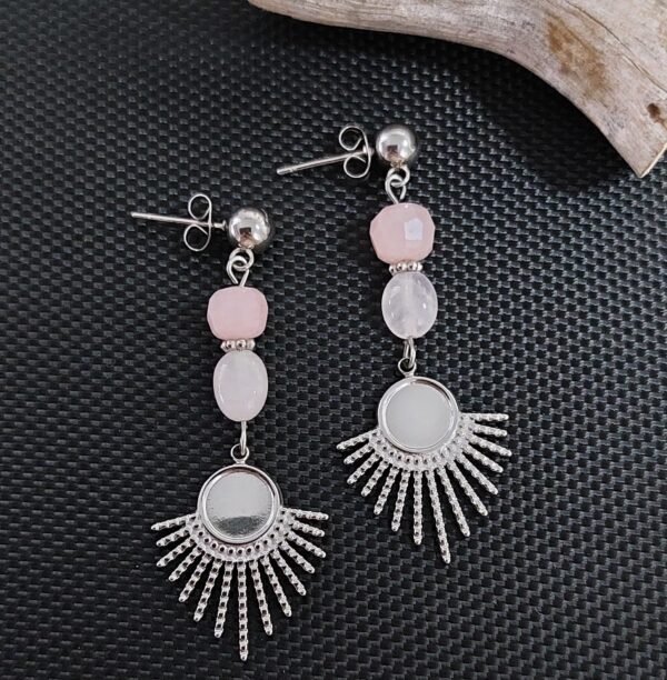 Boucles béryl et quartz rose