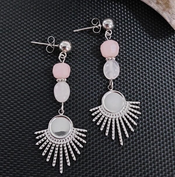 Boucles béryl et quartz rose – Image 3