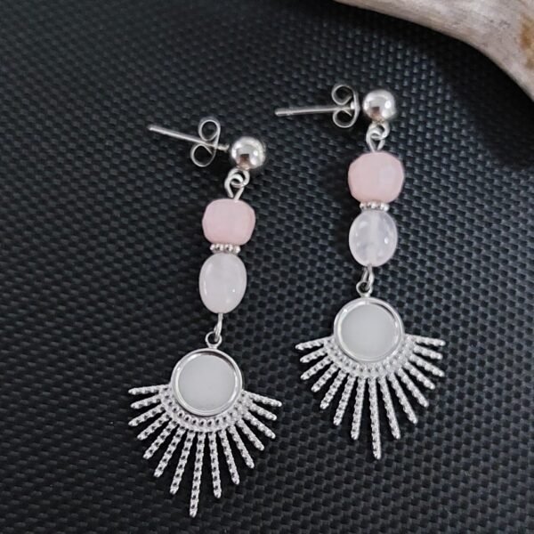 Boucles béryl et quartz rose – Image 2
