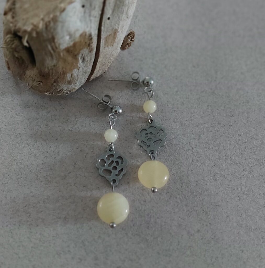 Boucles jade et calcite jaune