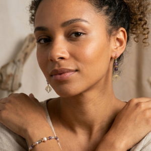 Bracelet améthyste et perles