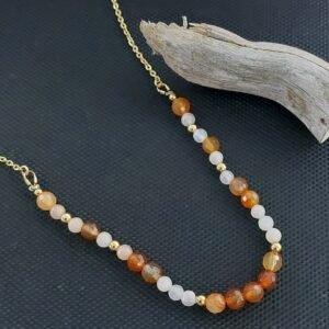 Collier en cornaline et aventurine rose