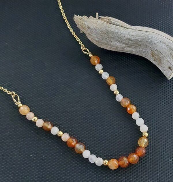 Collier en cornaline et aventurine rose