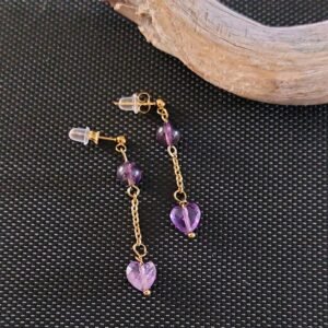 Boucles cœur d'améthyste