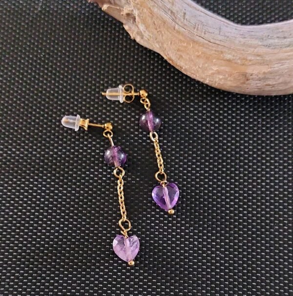 Boucles cœur d'améthyste