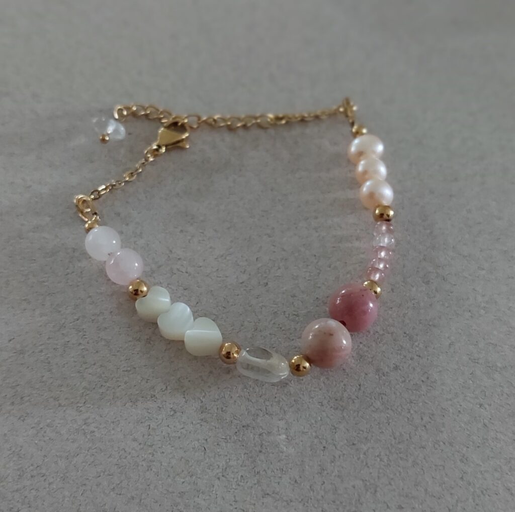 Bracelet Aurora - Rhodonite quartz rose perles