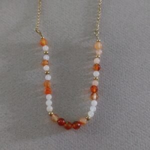 Collier en cornaline et aventurine rose