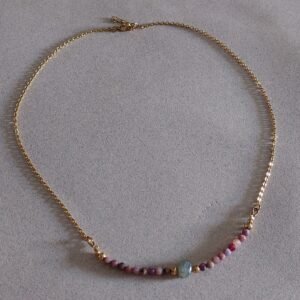 Collier Sarine - Labradorite rubis saphir