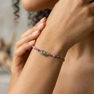 Bracelet Sarine -Labradorite rubis saphir